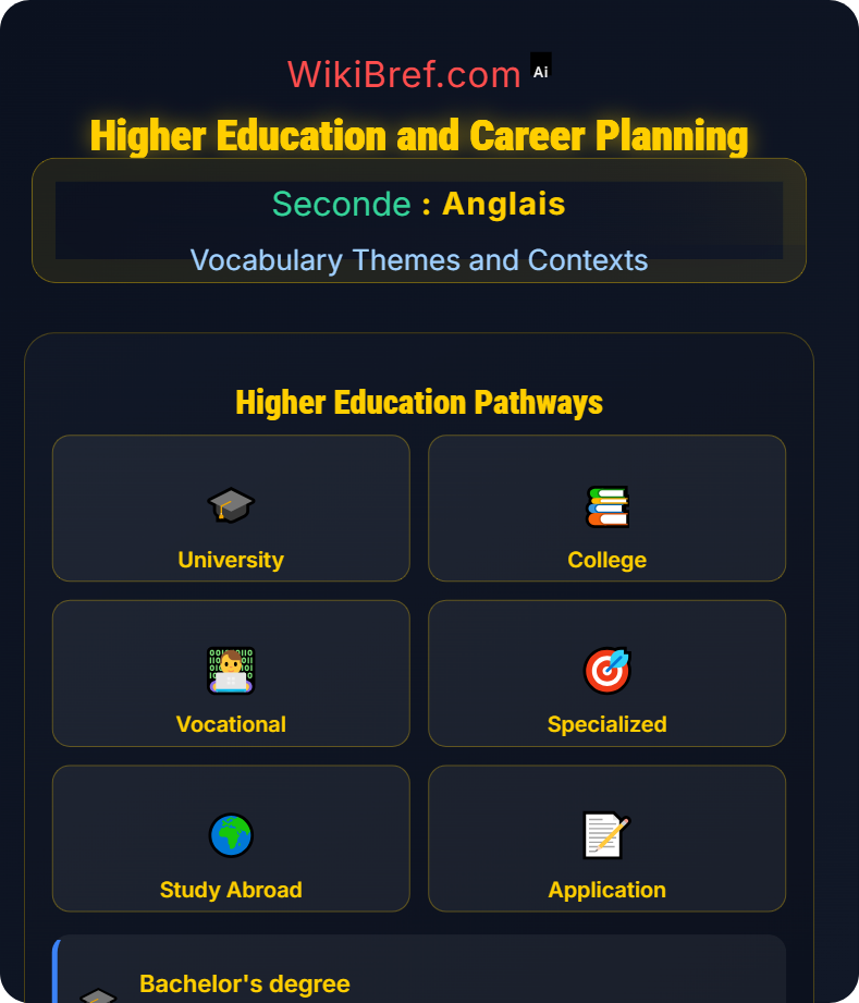 Education, Careers and Aspirations Vocabulary Themes and Contexts
