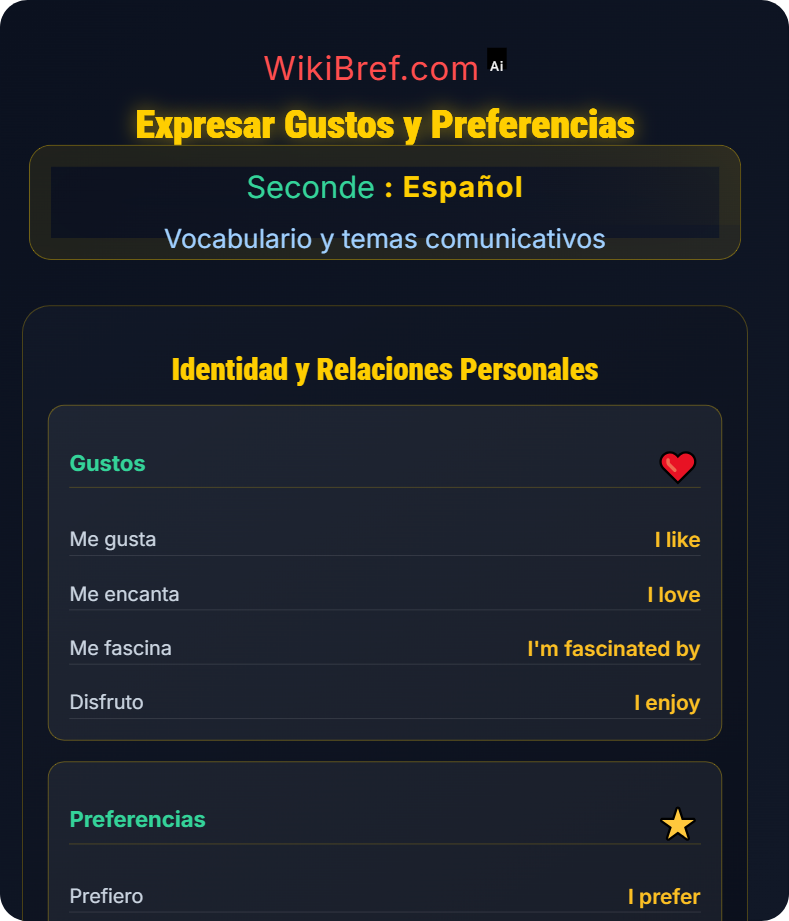 Identidad y relaciones personales Vocabulario y temas comunicativos