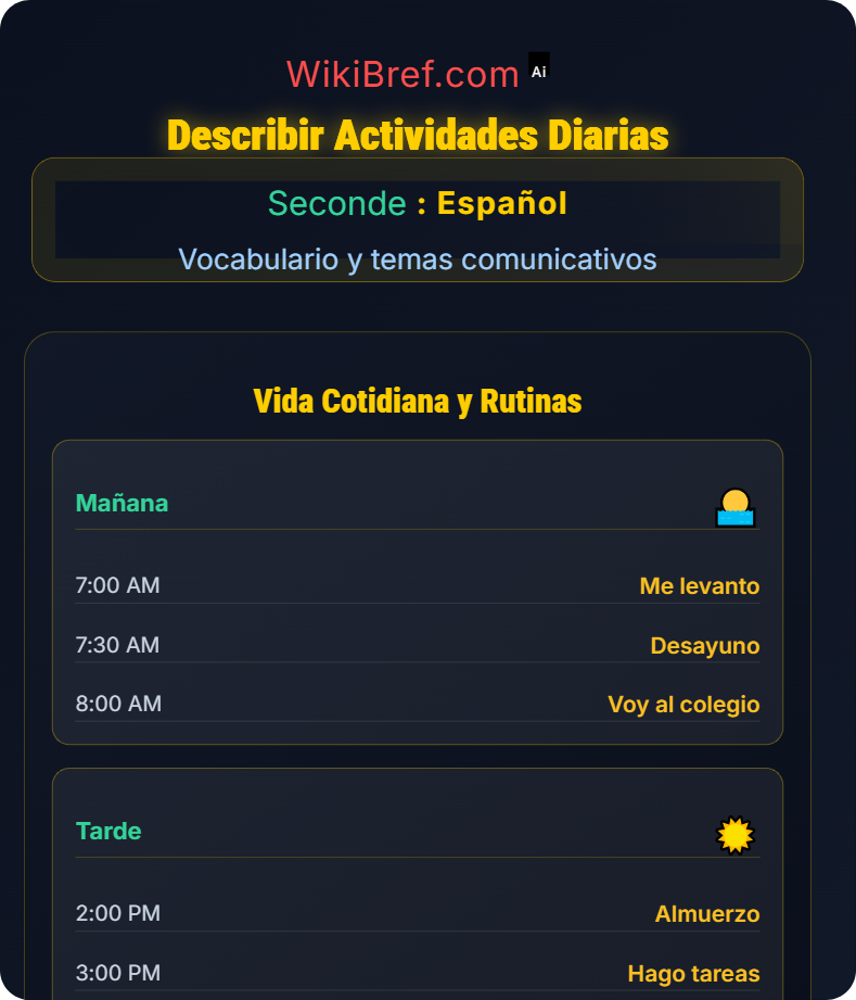 Vida cotidiana y rutinas Vocabulario y temas comunicativos