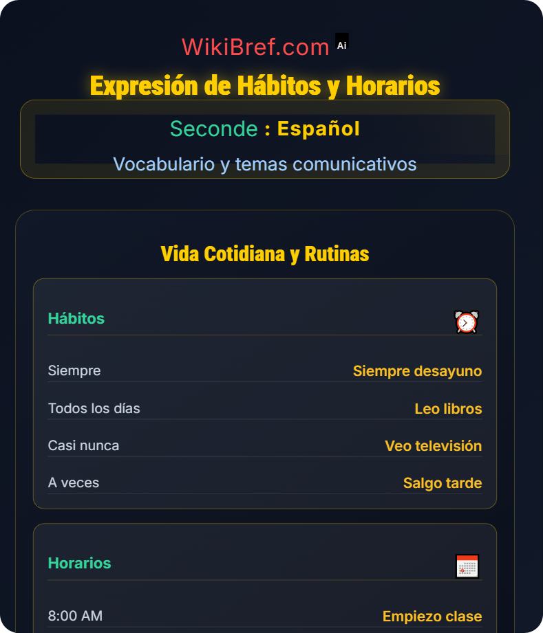 Vida cotidiana y rutinas Vocabulario y temas comunicativos