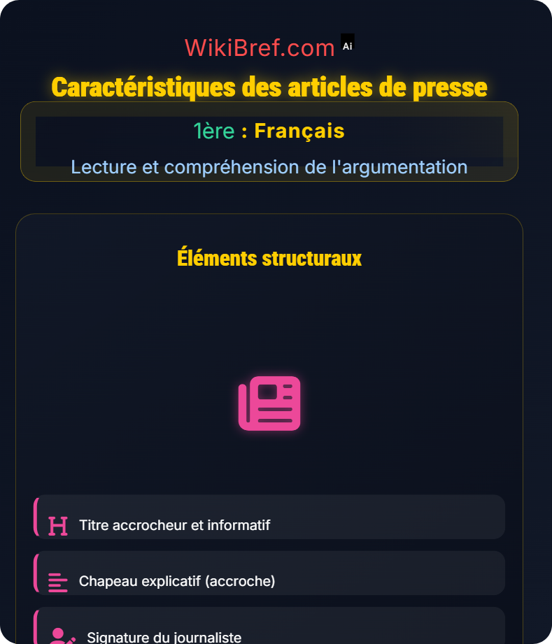La presse et les médias Lecture et compréhension de l'argumentation
