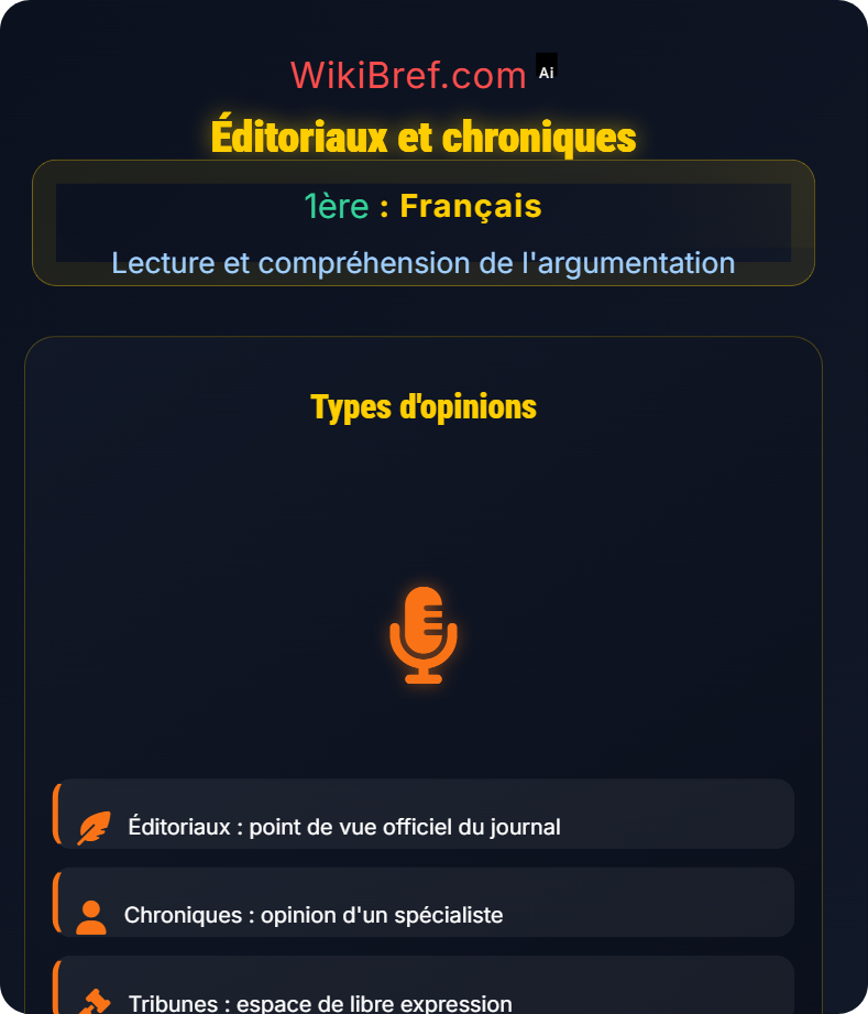 La presse et les médias Lecture et compréhension de l'argumentation