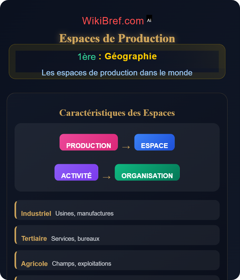 Diversité des espaces productifs Les espaces de production dans le monde