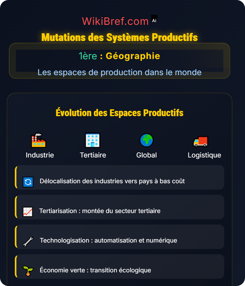 Diversité des espaces productifs Les espaces de production dans le monde