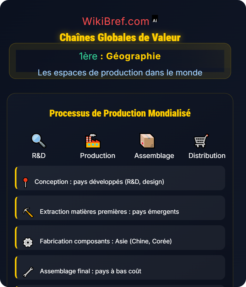 Mondialisation et flux productifs Les espaces de production dans le monde