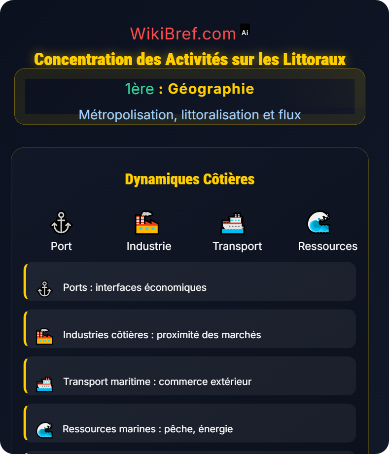 Littoralisation des activités productives Métropolisation, littoralisation et flux