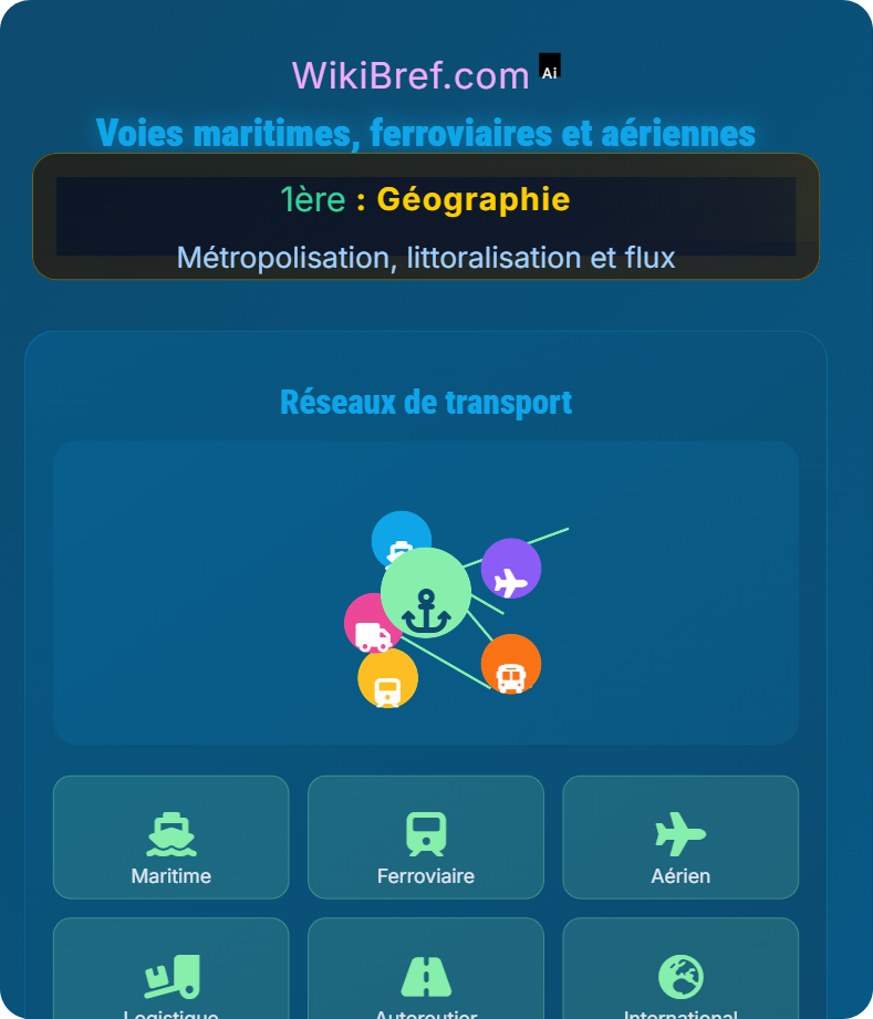 Territorialisation des réseaux de transport Métropolisation, littoralisation et flux