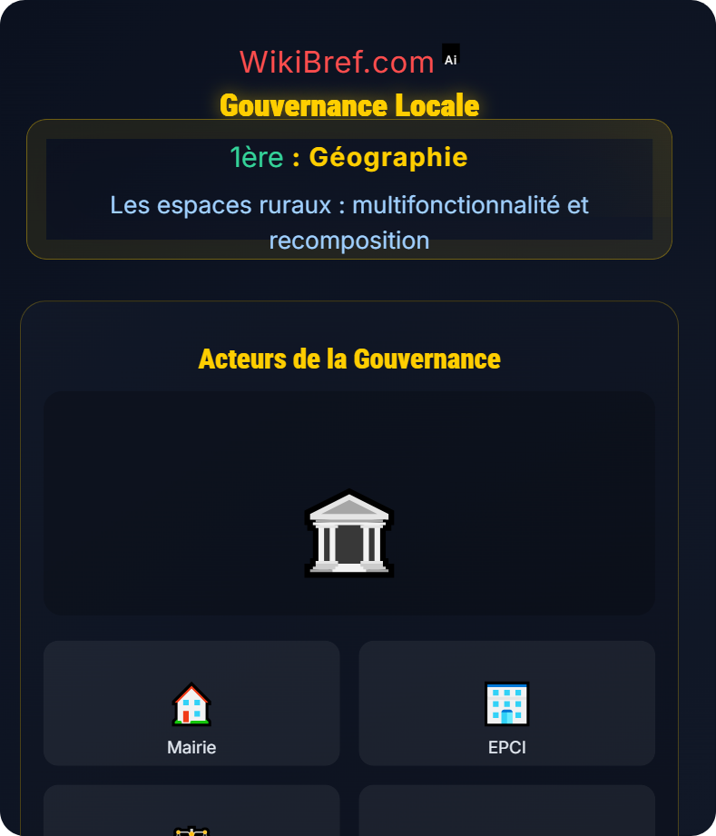 Espaces ruraux français et politiques territoriales Les espaces ruraux : multifonctionnalité et recomposition