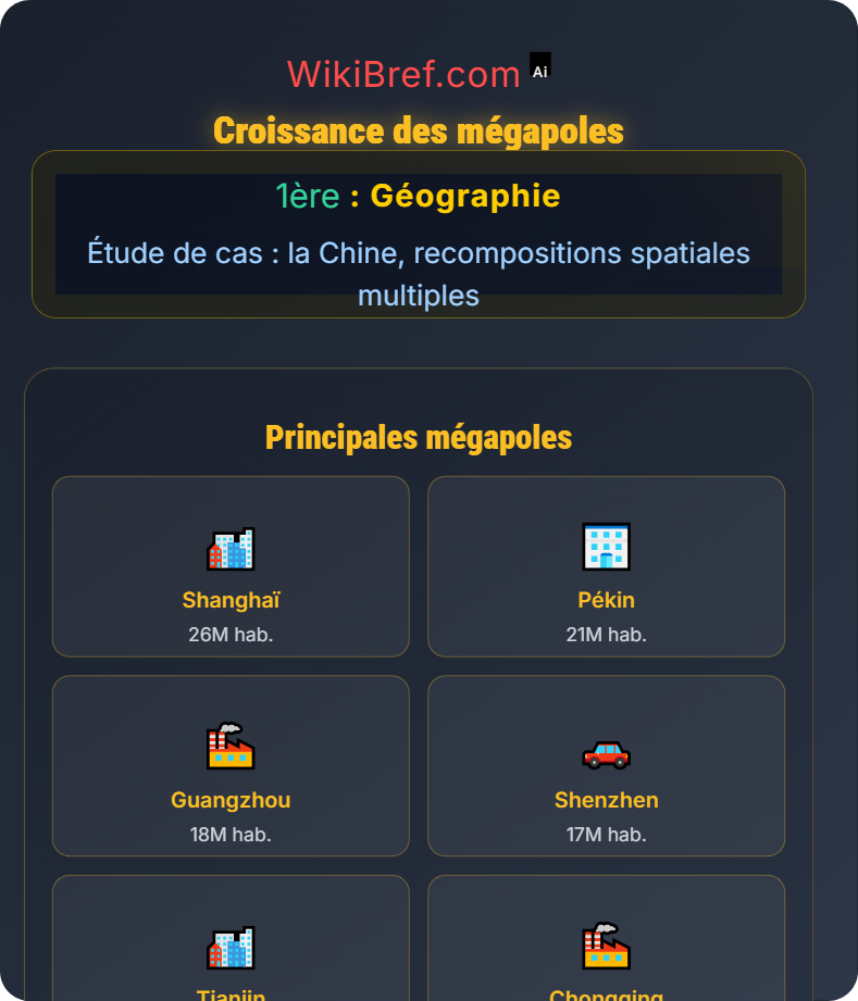 Urbanisation, littoralisation et métropolisation Étude de cas : la Chine, recompositions spatiales multiples