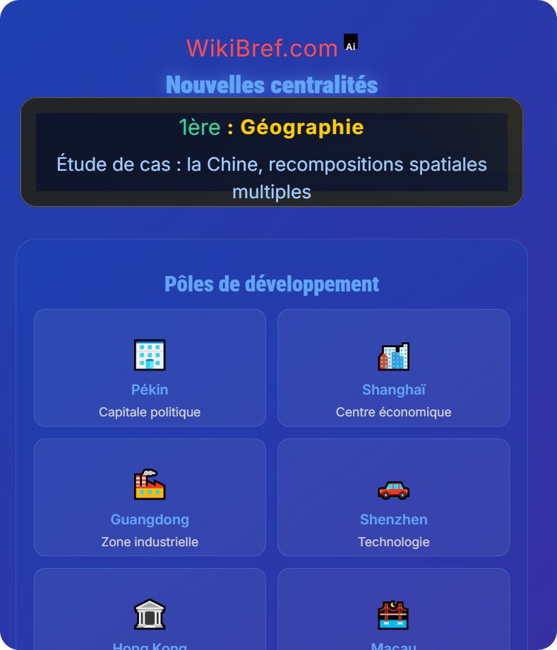 Urbanisation, littoralisation et métropolisation Étude de cas : la Chine, recompositions spatiales multiples