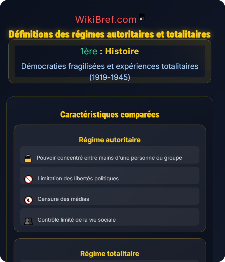 Montée des totalitarismes Démocraties fragilisées et expériences totalitaires (1919-1945)
