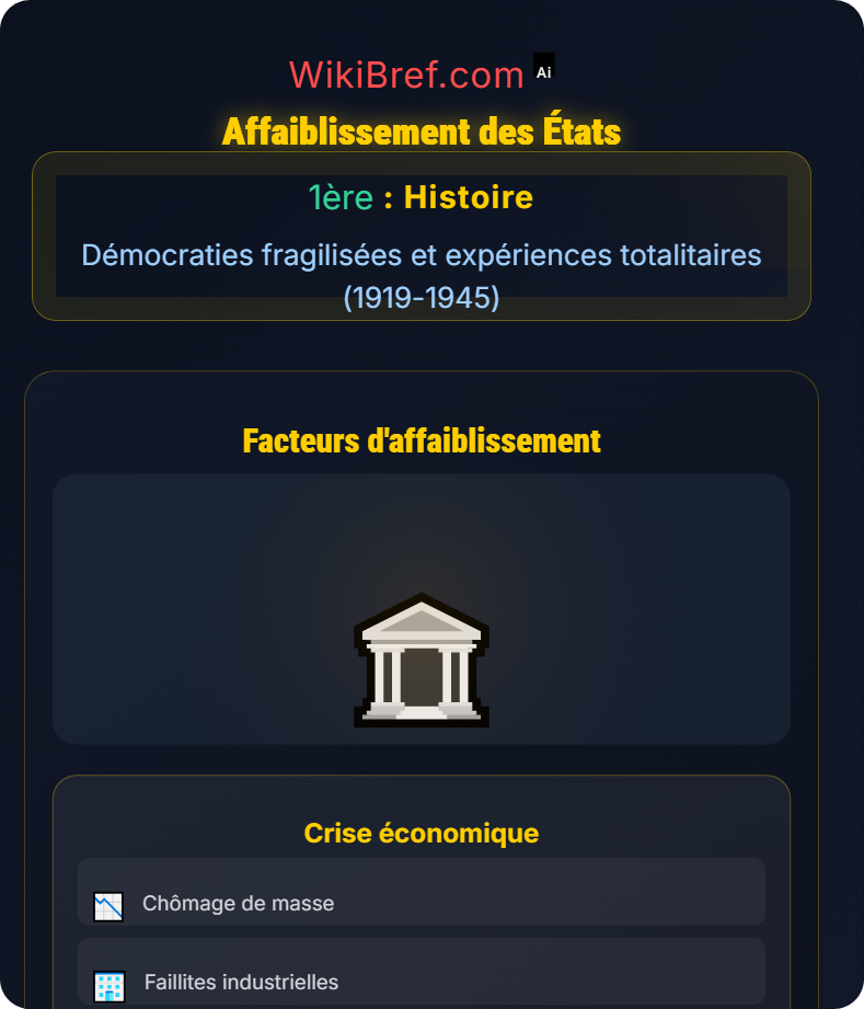 Crises des démocraties Démocraties fragilisées et expériences totalitaires (1919-1945)