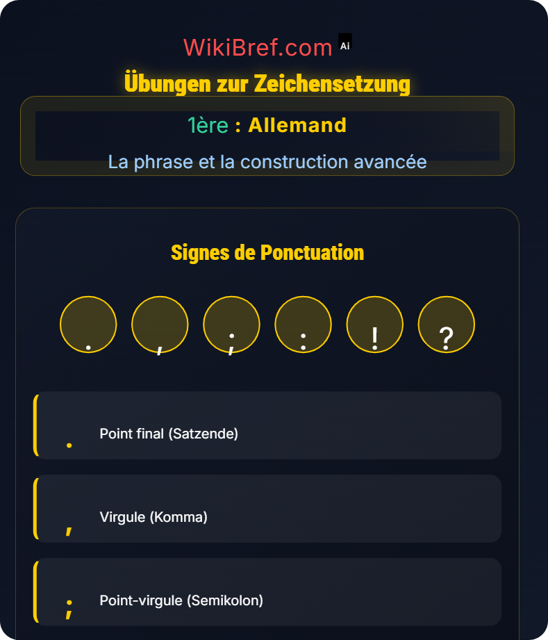 Die Satzzeichen und Interpunktion La phrase et la construction avancée