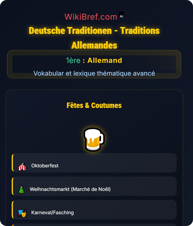 Kultur und Feste Vokabular et lexique thématique avancé