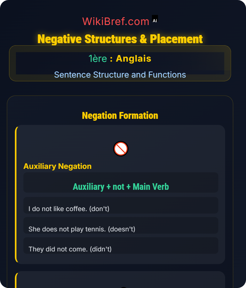 Questions and Negation Sentence Structure and Functions