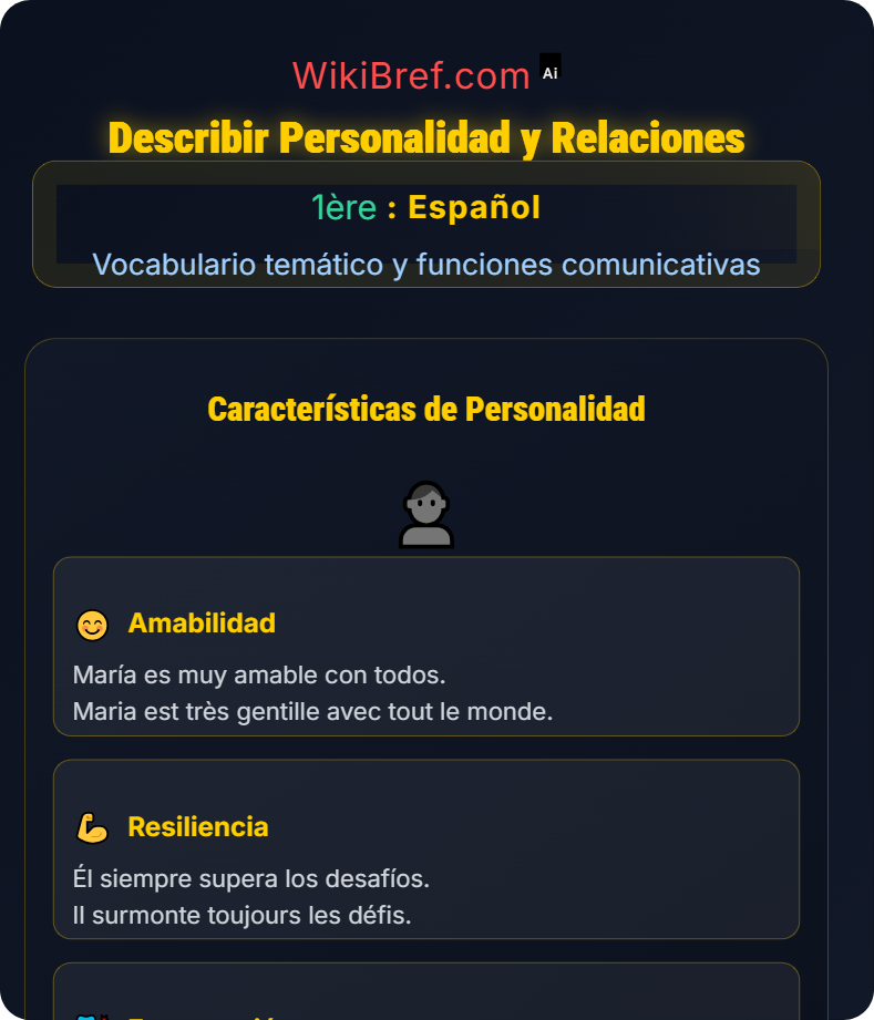Identidad y relaciones personales Vocabulario temático y funciones comunicativas