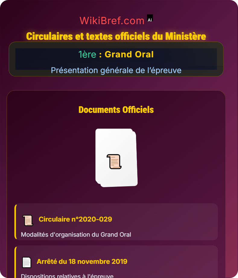 Ressources officielles et cadres réglementaires Présentation générale de l’épreuve