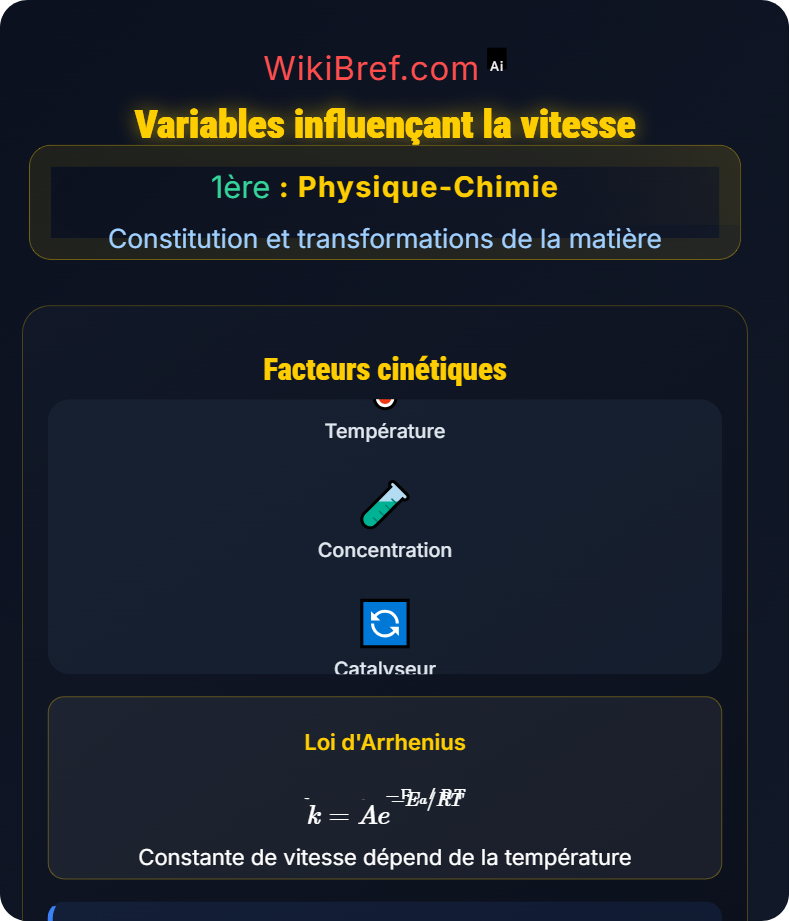 Cinétique et évolution des réactions Constitution et transformations de la matière