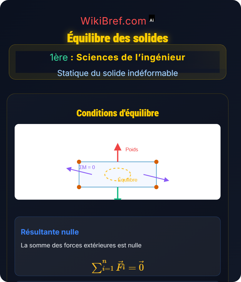 Principe fondamental de la statique Statique du solide indéformable