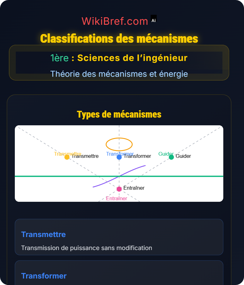 Types de mécanismes Théorie des mécanismes et énergie