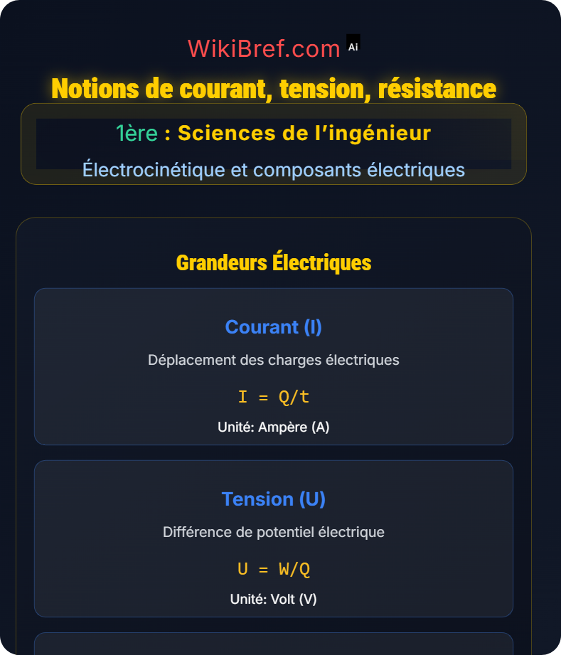 Les circuits électriques Électrocinétique et composants électriques