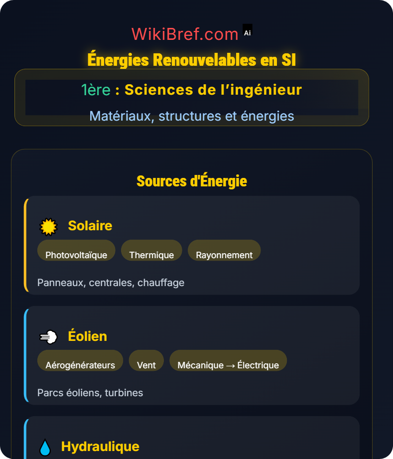 Énergies et sources Matériaux, structures et énergies