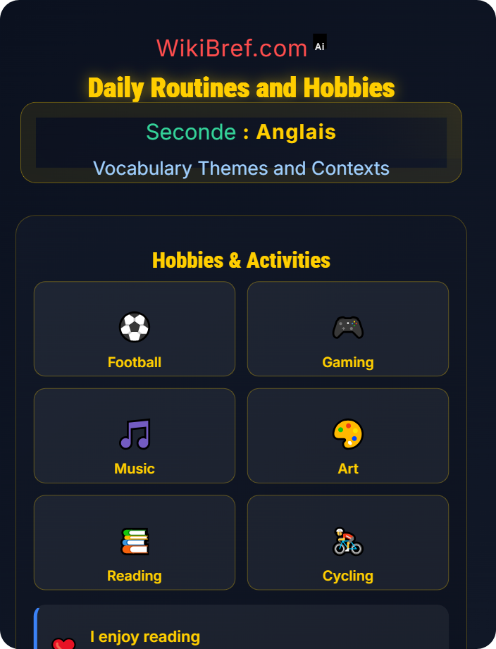 Daily routines and hobbies Identity and Personal Life