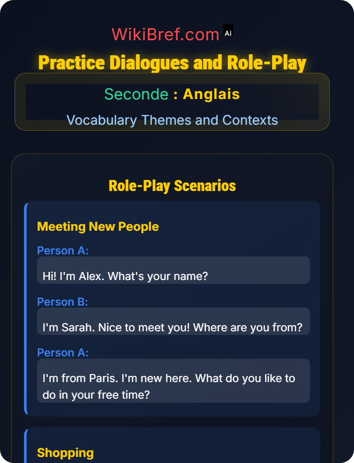 Practice dialogues and role‑play Identity and Personal Life