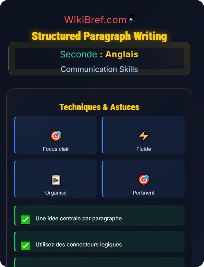 Structured paragraph writing Reading and Writing