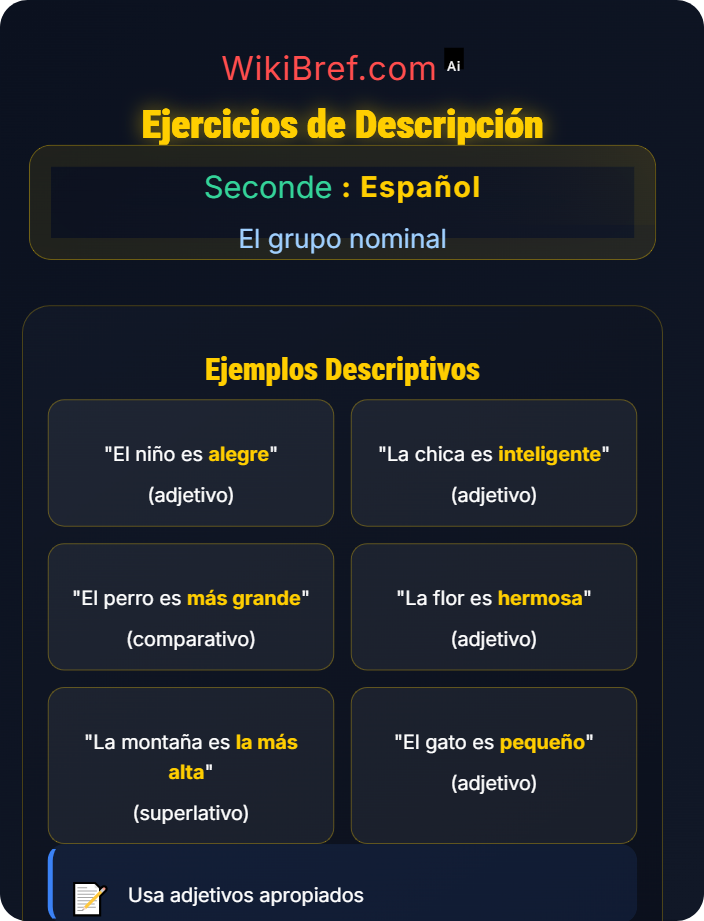 Ejercicios de descripción Los adjetivos y comparativos