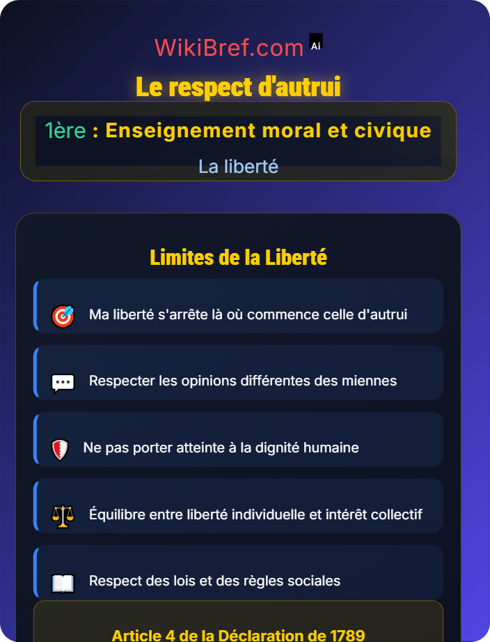 Le respect d’autrui Les limites de la liberté