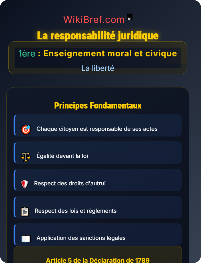 La responsabilité juridique Les limites de la liberté