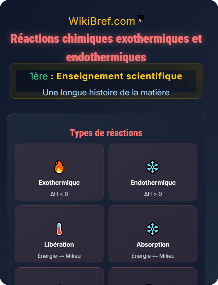 Réactions chimiques exothermiques et endothermiques Interactions entre matière et énergie