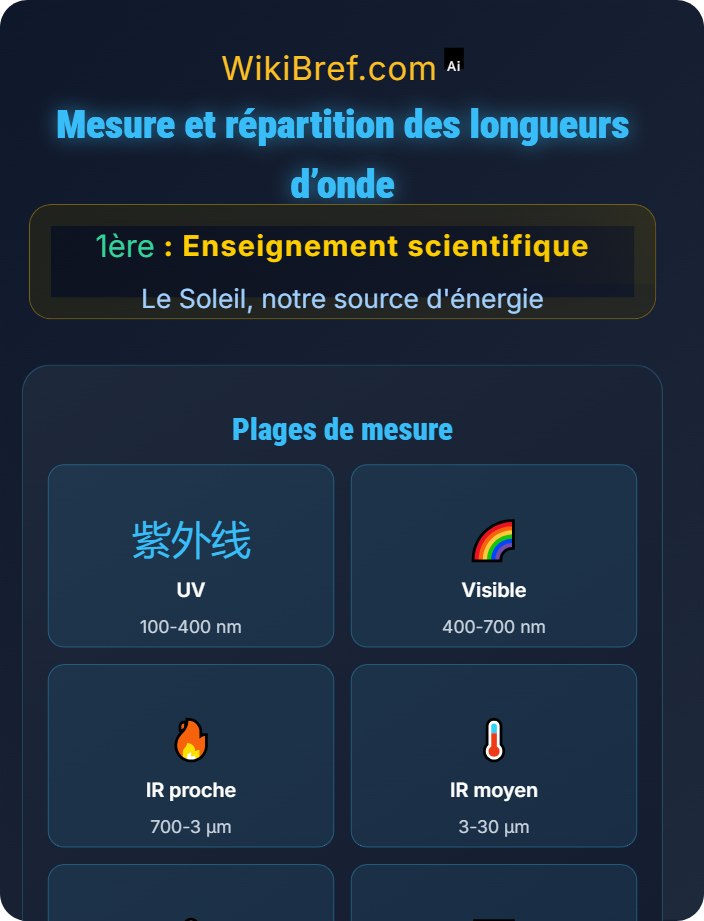 Mesure et répartition des longueurs d’onde Le rayonnement solaire