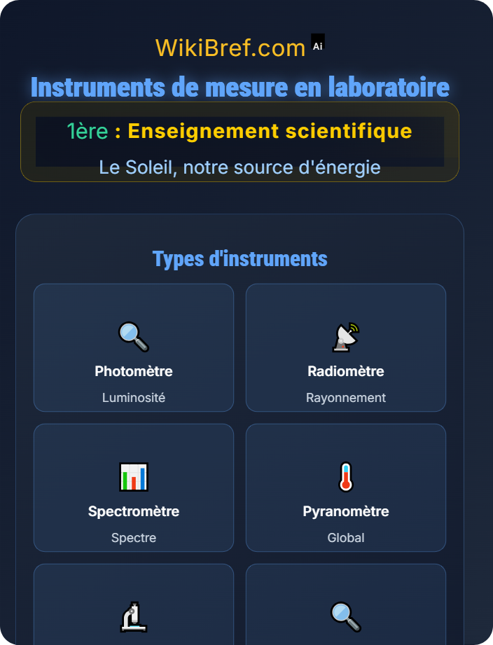 Instruments de mesure en laboratoire Le rayonnement solaire