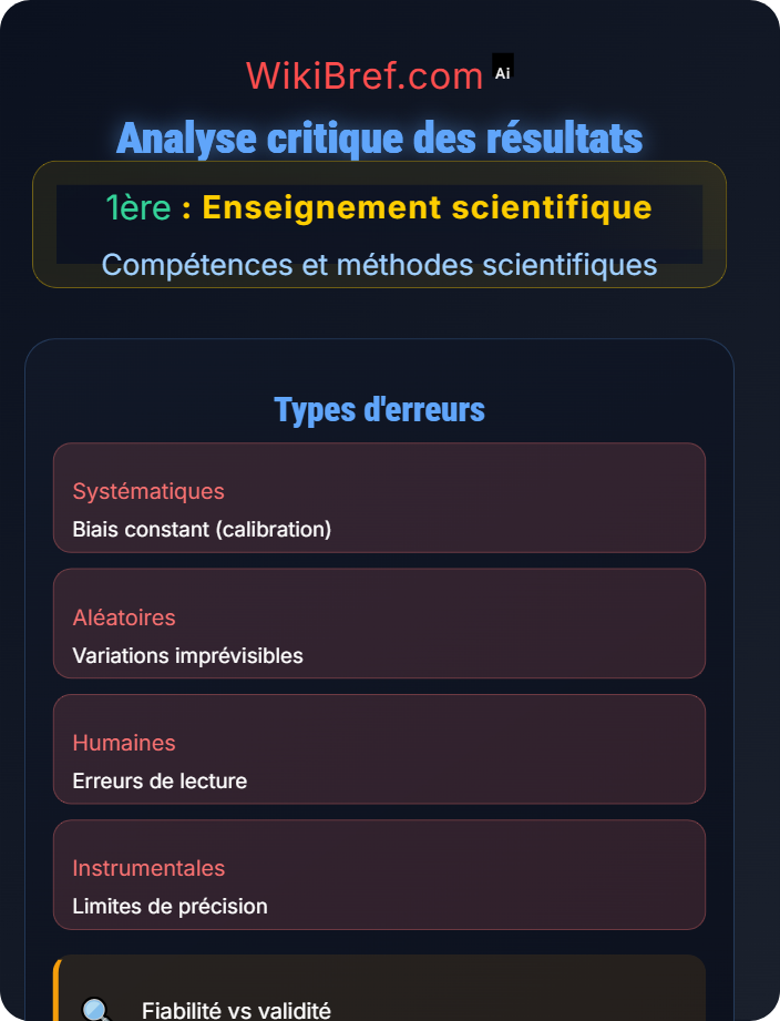 Analyse critique des résultats Méthodes expérimentales