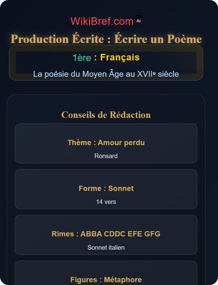 Production écrite : écrire un poème Étude de corpus poétiques