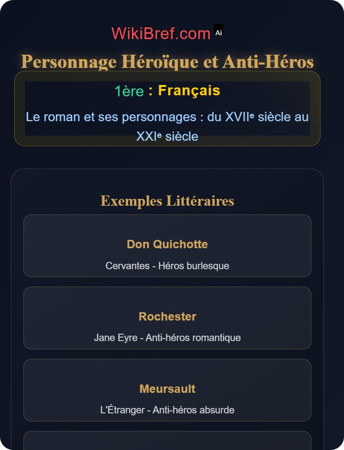 Personnage héroïque et anti-héros Le personnage de roman : fonctions et types
