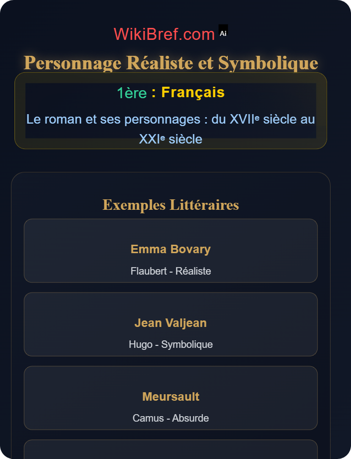 Personnage réaliste et symbolique Le personnage de roman : fonctions et types