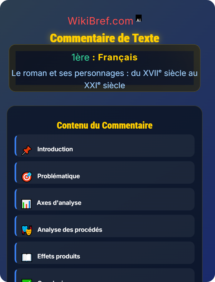 Production écrite : commentaire de texte La lecture analytique du roman