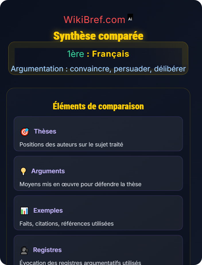 Synthèse comparée Lire des textes argumentatifs