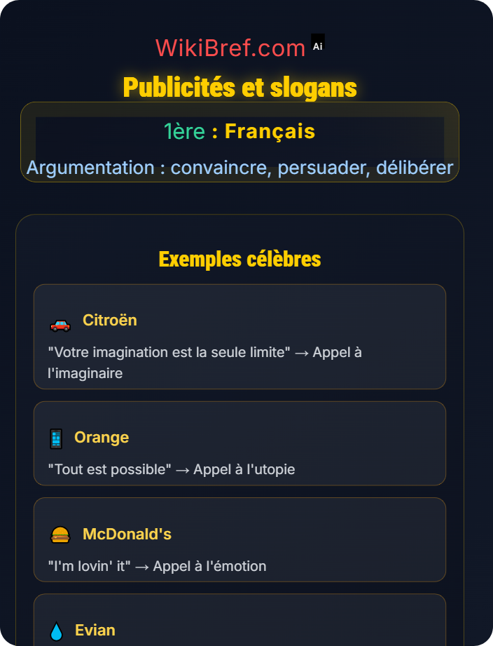 Publicités et slogans Argumentation dans les médias