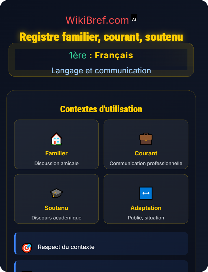 Registre familier, courant, soutenu Les registres et styles
