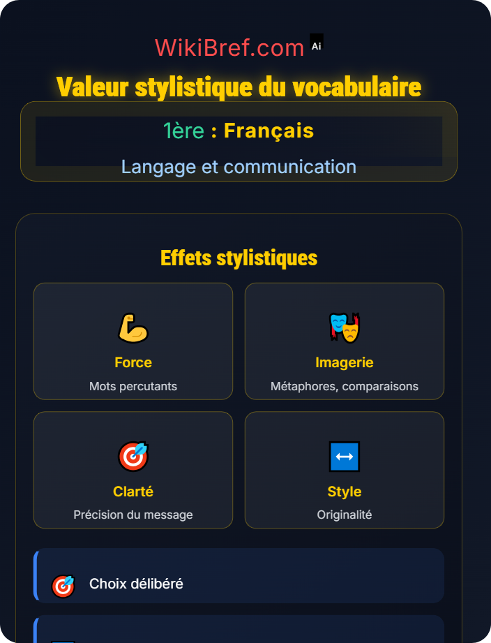 Valeur stylistique du vocabulaire Les registres et styles