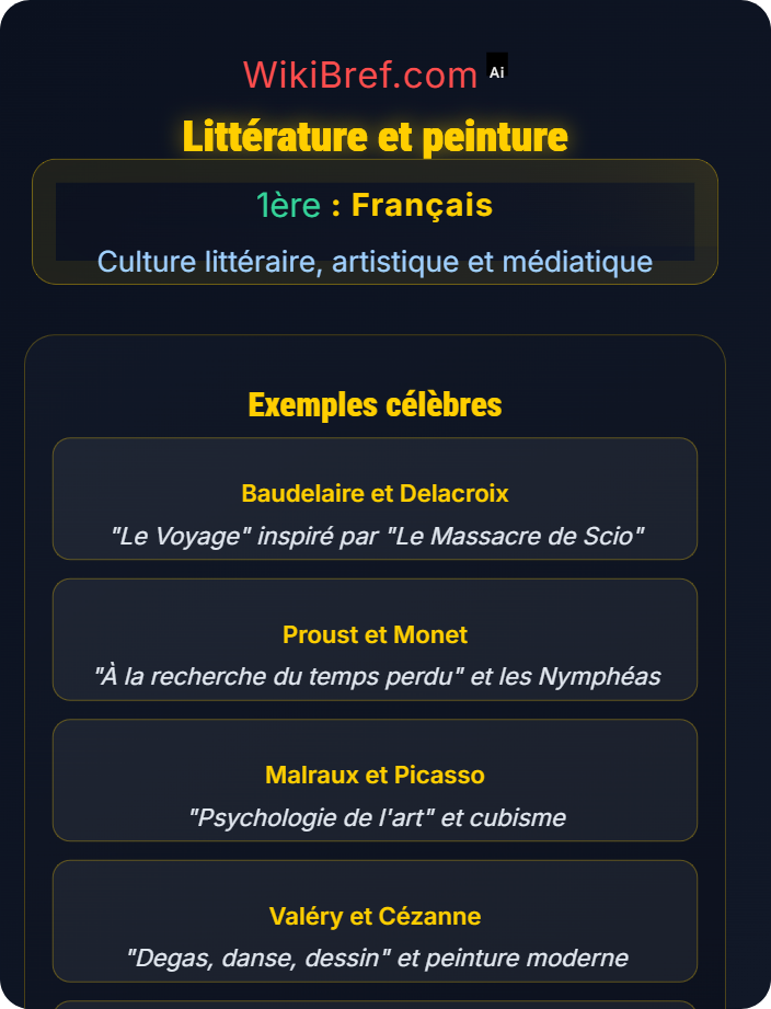 Littérature et peinture Littérature et arts