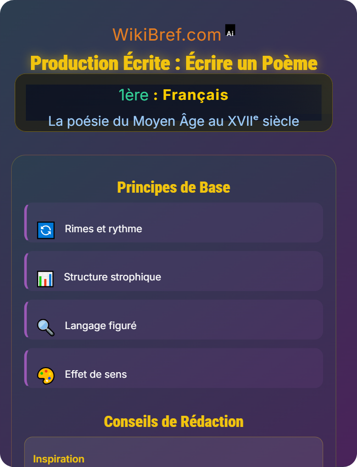 Production écrite : écrire un poème Étude de corpus poétiques