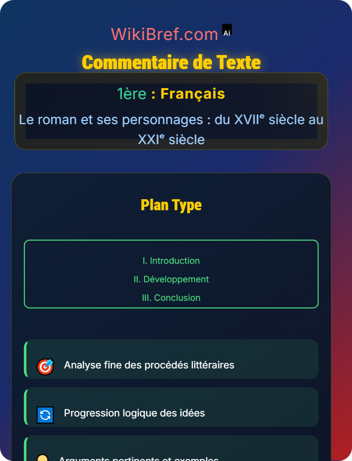 Production écrite : commentaire de texte La lecture analytique du roman