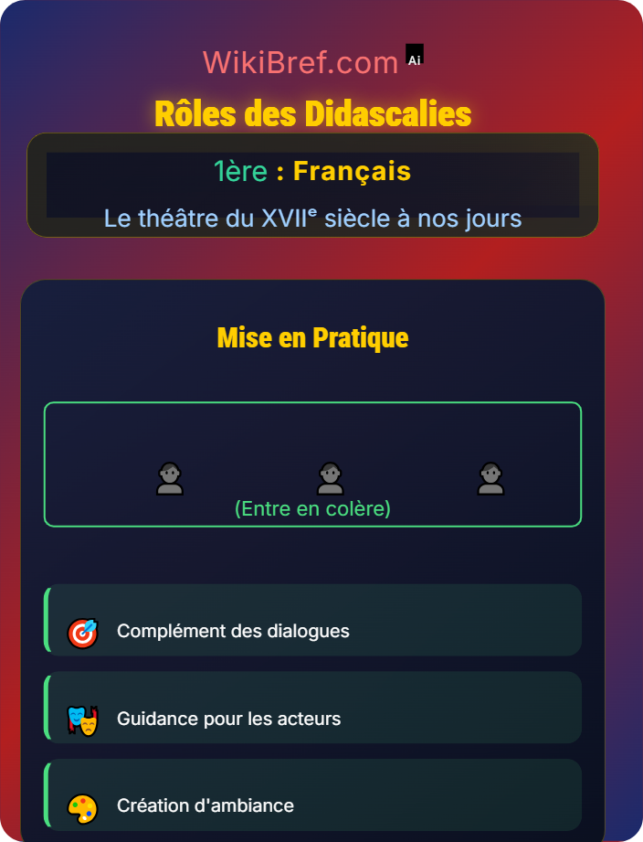 Rôles des didascalies Le texte dramatique