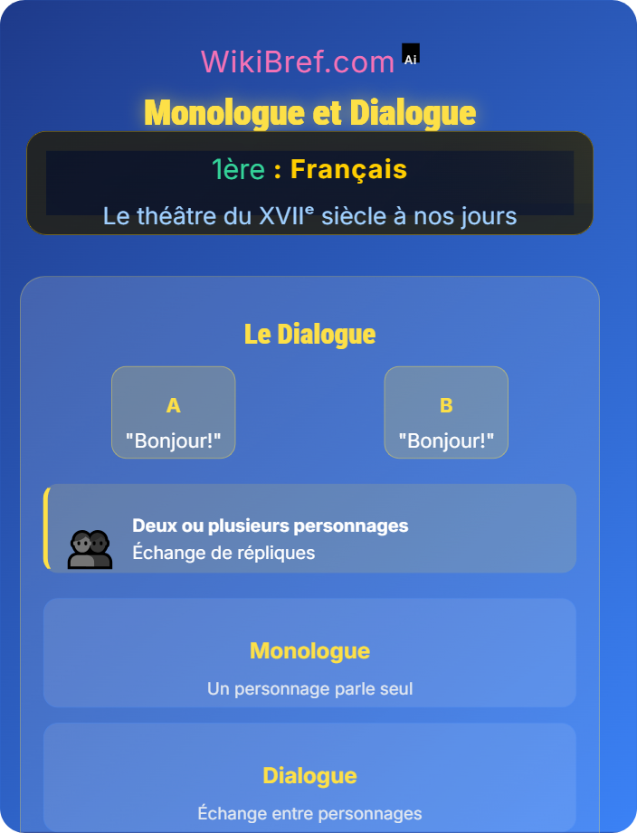 Monologue et dialogue Le texte dramatique