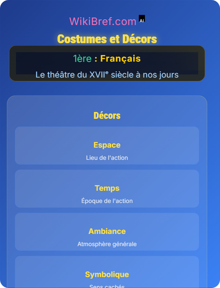 Costumes et décors Représentation et mise en scène